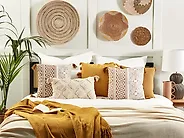 Set med 2 prydnadskuddar MALUS 45 x 45 cm Bomull Ljusbrun Orientaliskt tryck_1179849