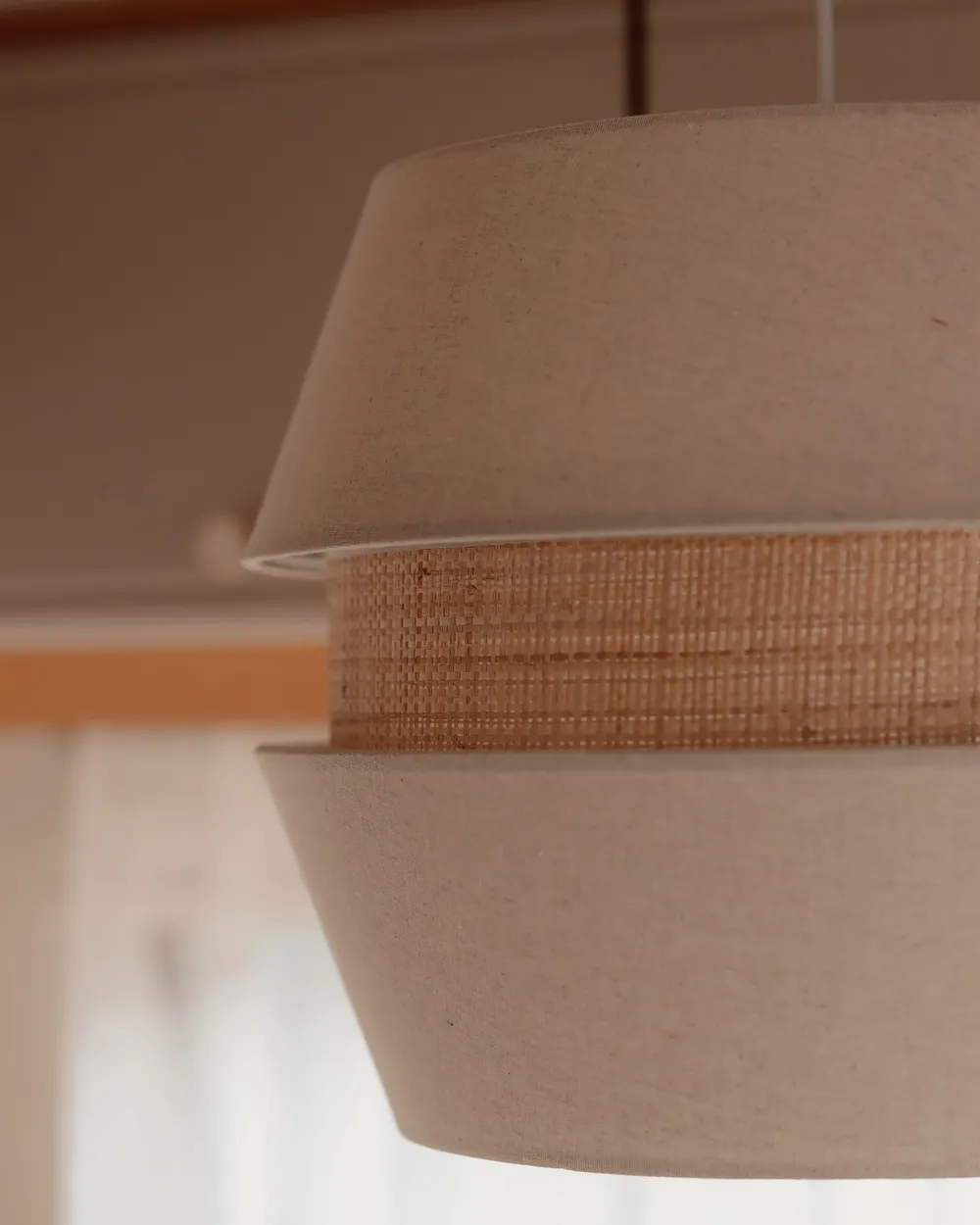 Pendant Lamp ATOYAC Faux Linen Beige_952404