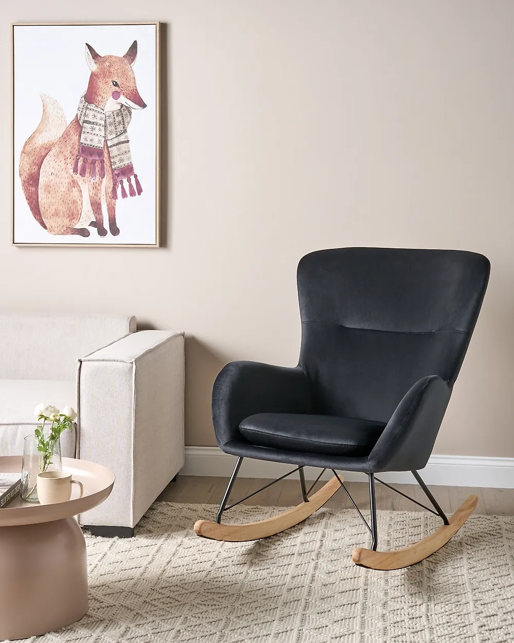 Rocking Chair ELLAN Velvet Black_1175939