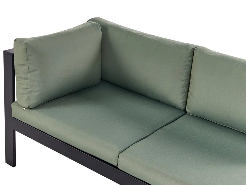 Garden Corner Sofa with Table 5 Seater MESSINA Metal Green Left Hand_929489