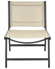 Garden Chair MARCEDDI with Footstool Metal Beige_928437