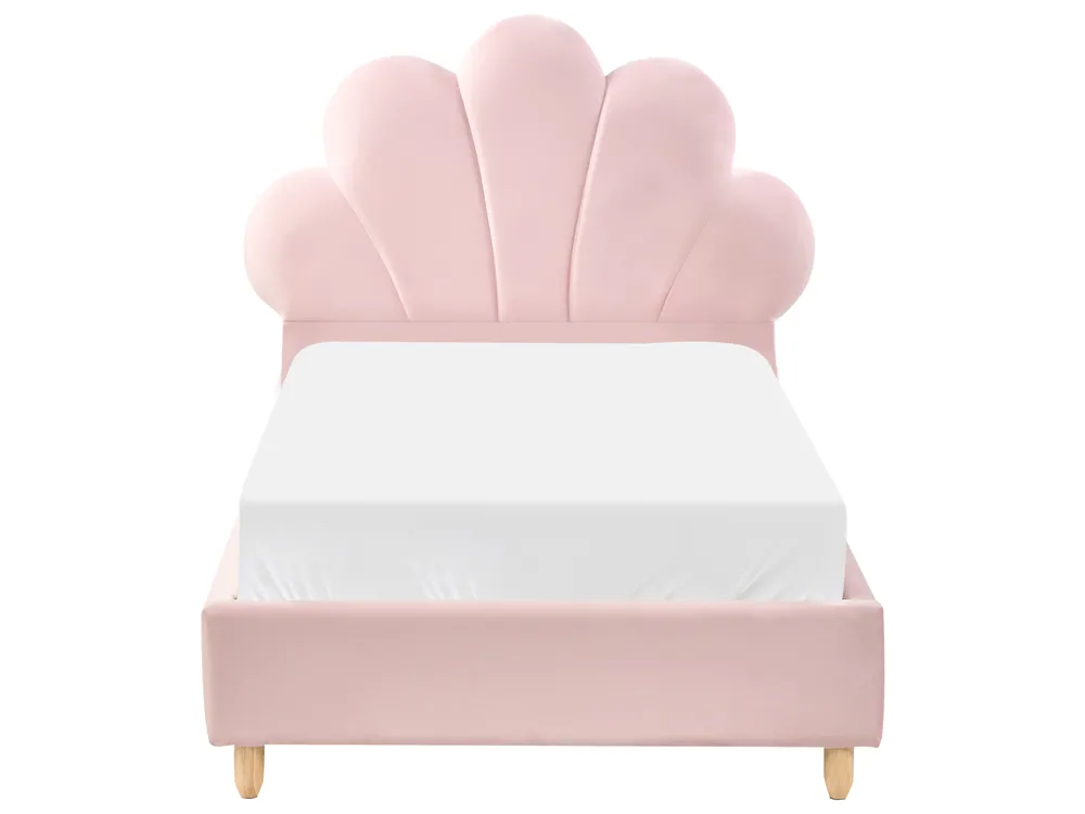 Barnsäng Snäckskal Sammet NEULISE 90 x 200 cm Rosa_984392