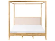 Four Poster Bed Wood HAILLICOURT 180 x 200 cm (EU Super King) Light Brown_1037204