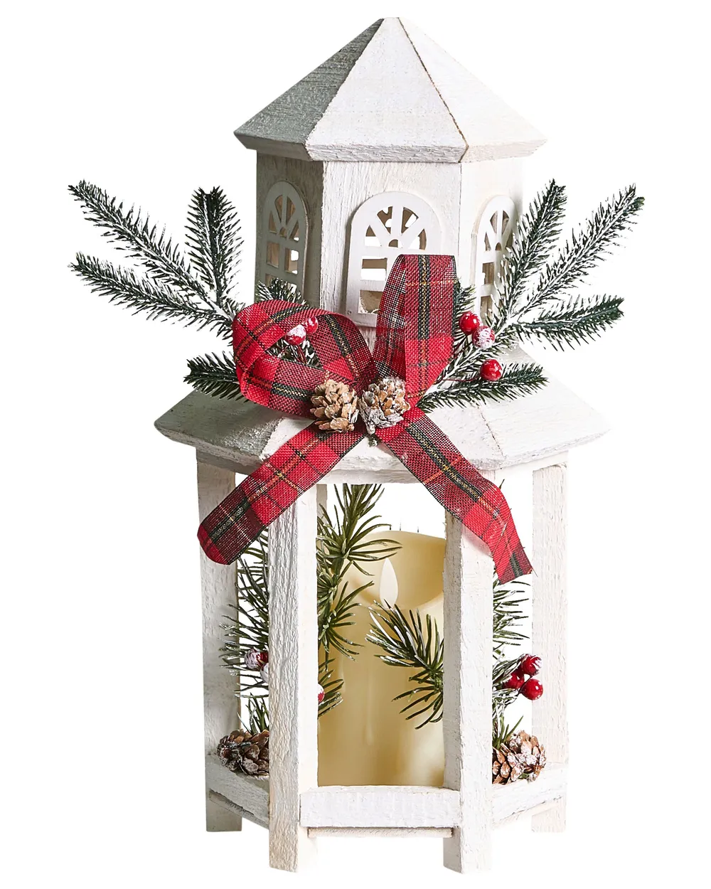 LED-lykta SAVIVESI 38 cm Julmotiv Vit_1028258