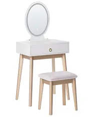 Dressing Table with Mirror and Stool ROSEY LED White_1071068