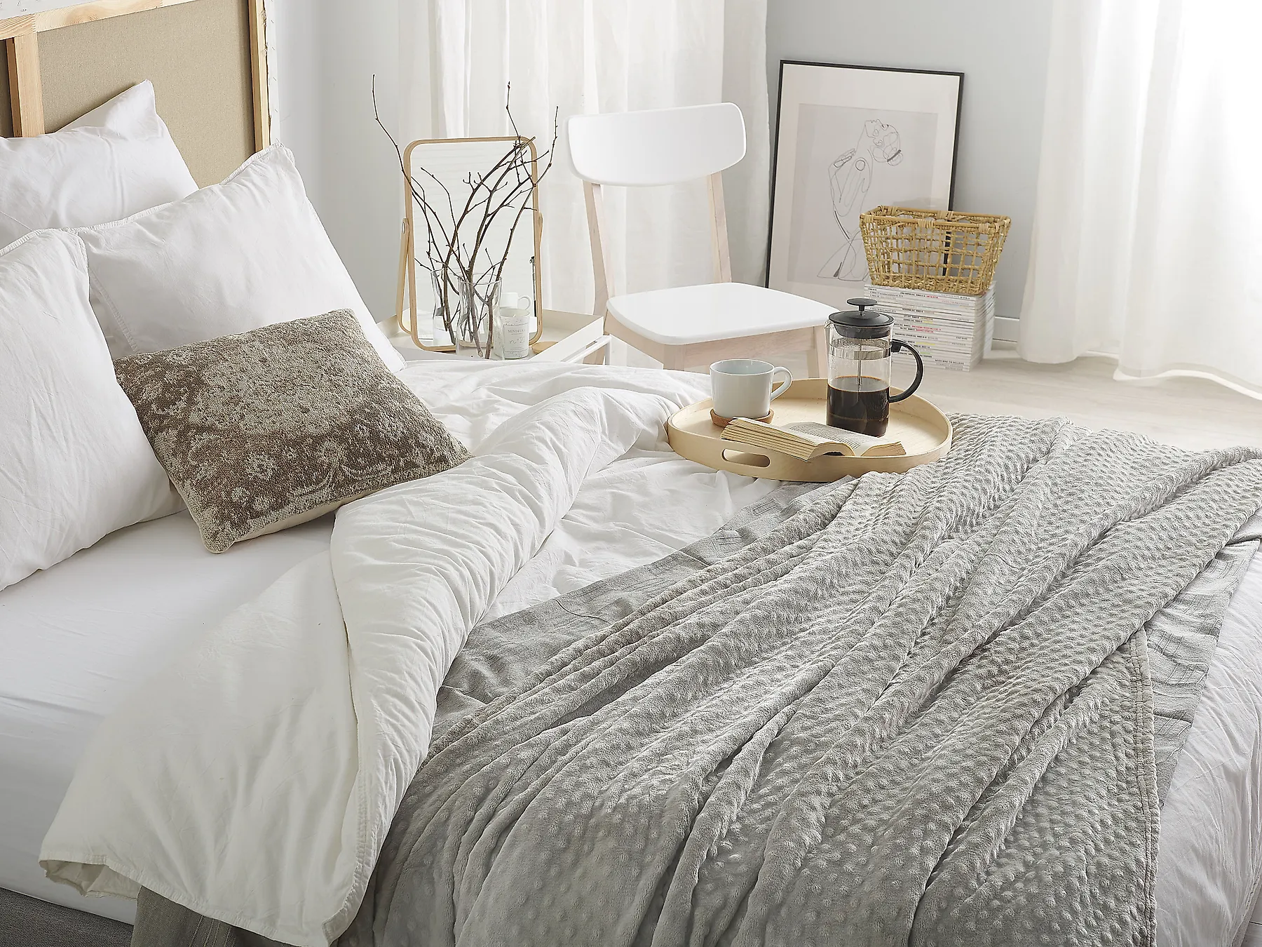 Pläd SAMUR 150 x 200 cm Ljusgrå_771157