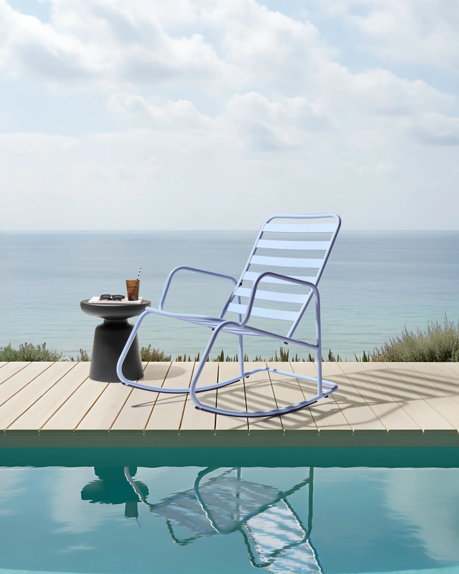 Garden Rocking Chair TURI Metal Light Blue_1021010