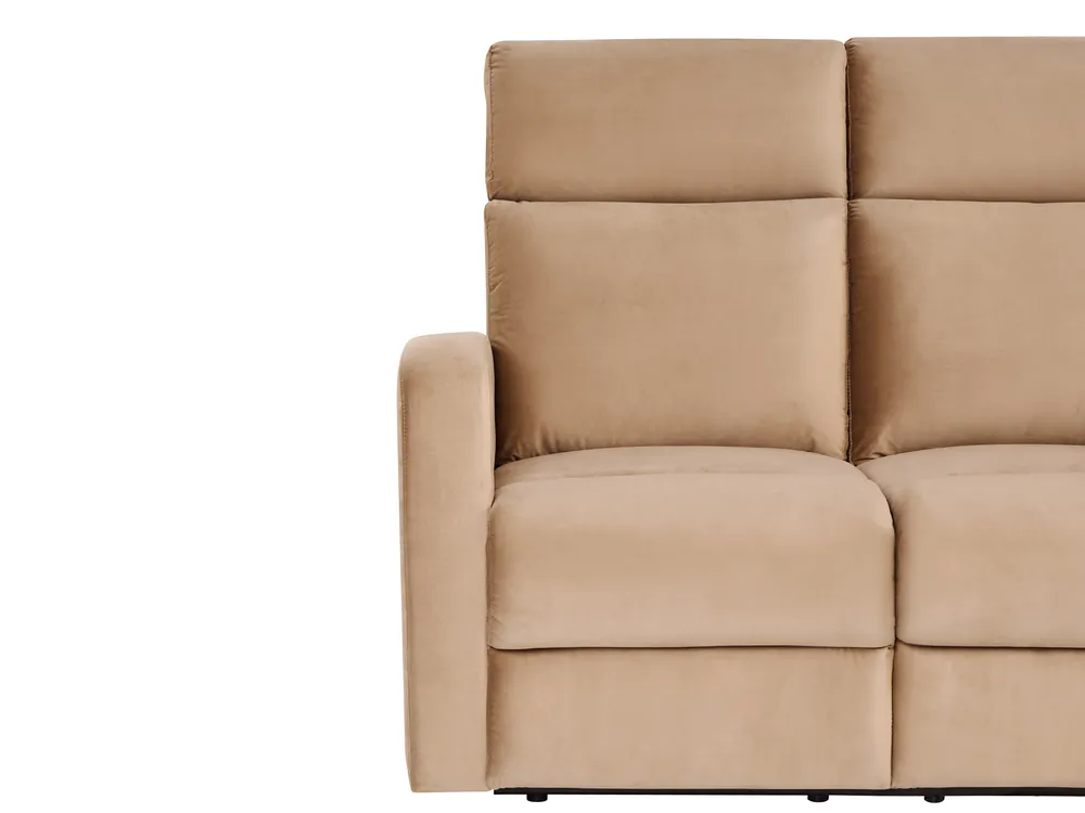 Electric Recliner Living Room Set 3 Seater VERDAL Velvet Light Brown_1081414
