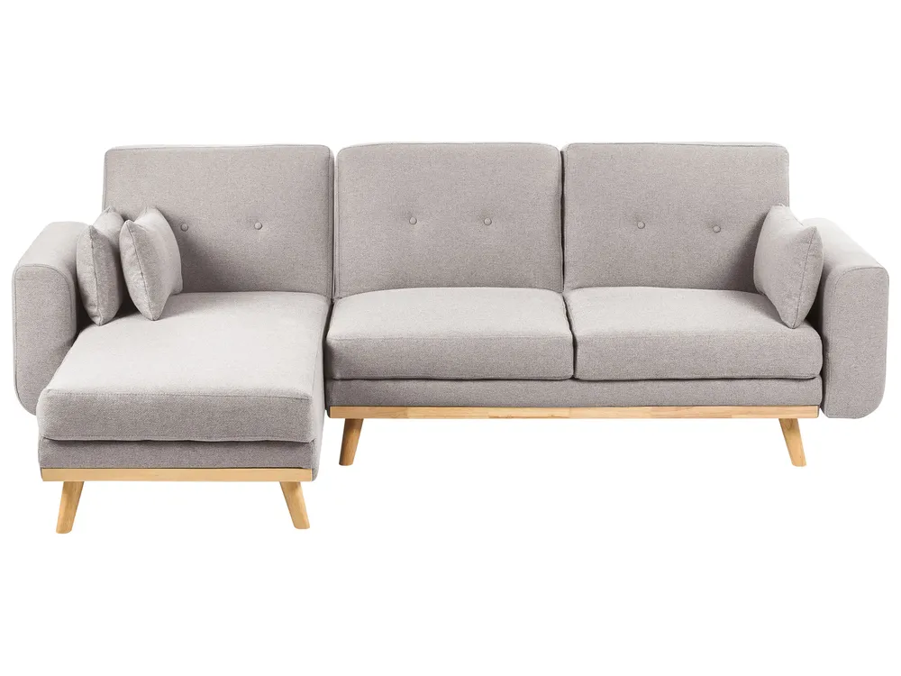 Corner Sofa Bed 3 Seater KAARINA Fabric Grey Right Hand