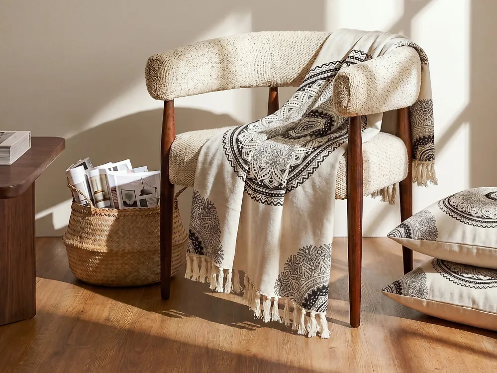 Blanket BERHAMPORE Cotton 130 x 180 cm Beige_1179835