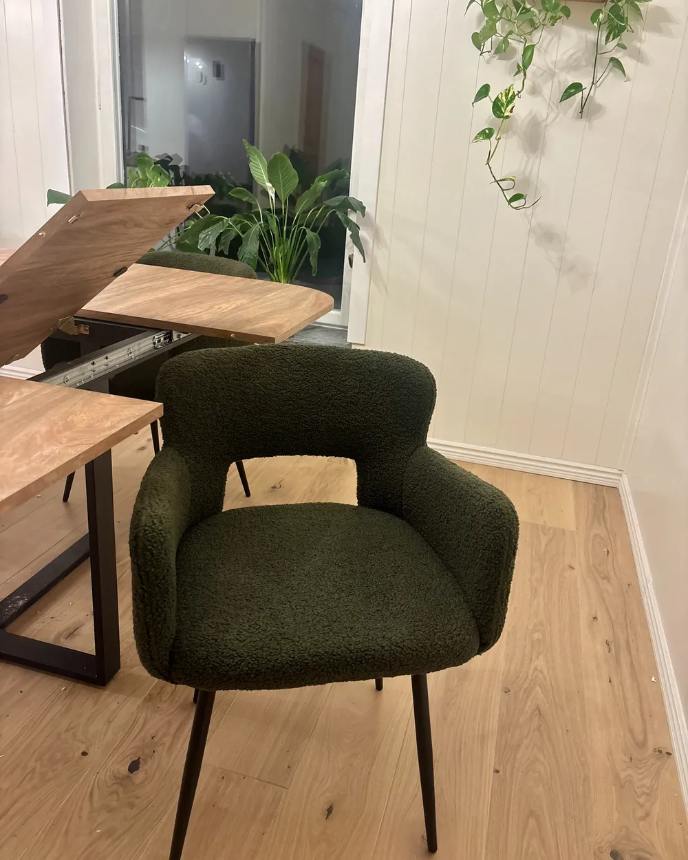Set of 2 Dining Chairs SANILAC Boucle Dark Green_1055156