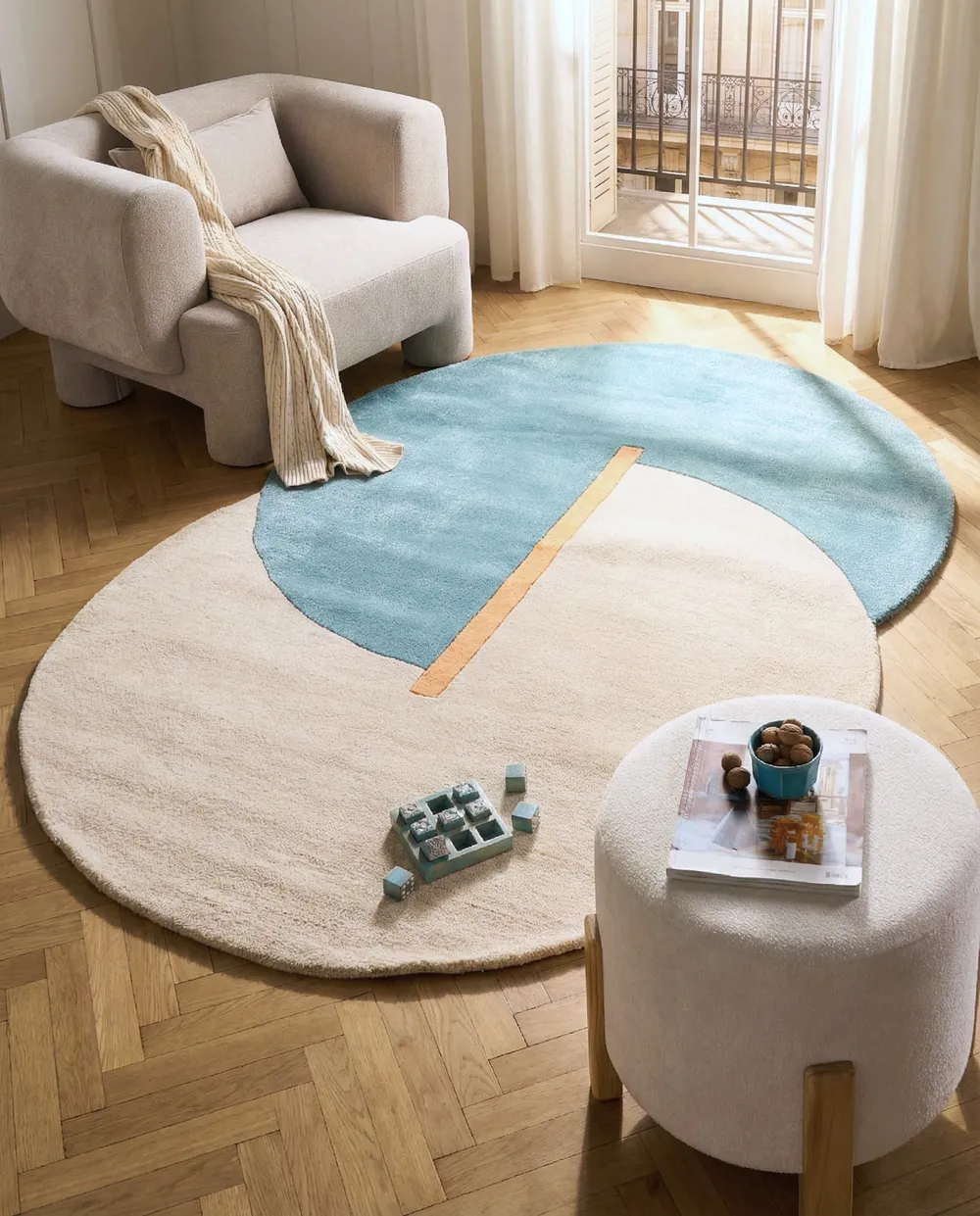 Rug AYUJ Beige/ Blue 160 x 230 cm Viscose