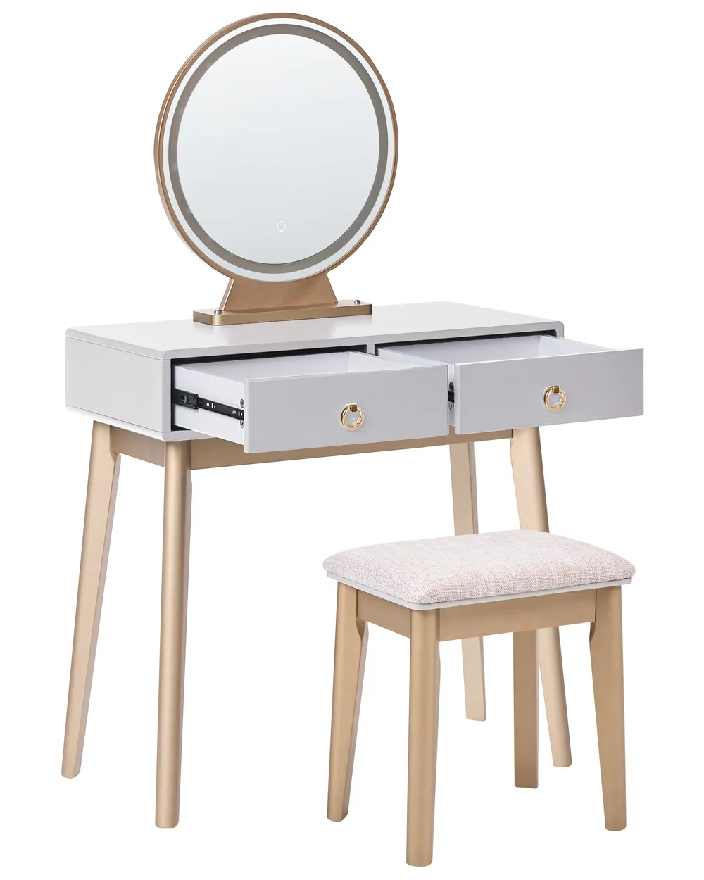 Dressing Table with Mirror and Stool FEDRY LED Grey_1107853