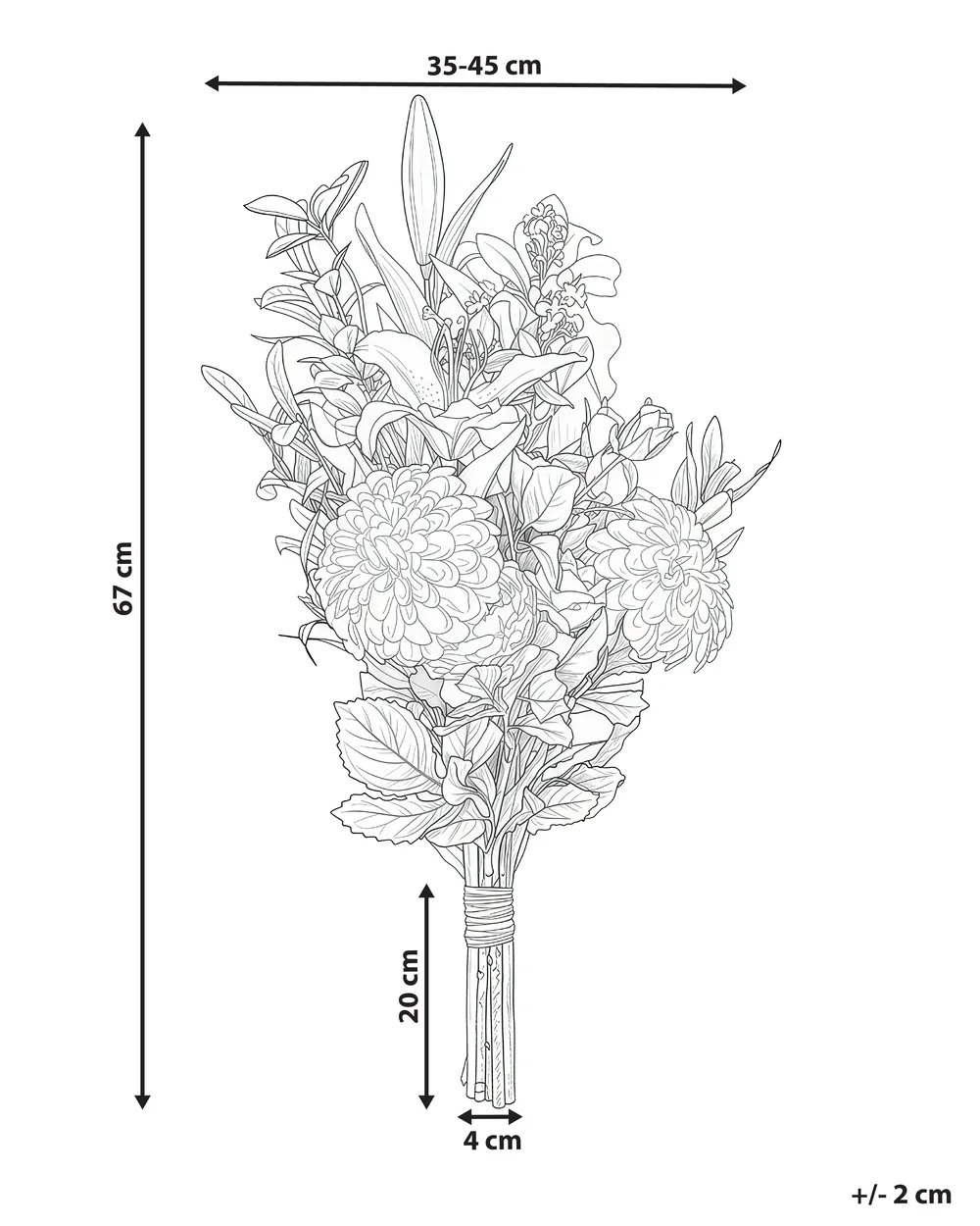 Konstgjord blomsterbukett PARREIRA 67 cm Vit_1028387