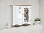 Väggmonterat badrumsskåp med spegel ALAMOS 65 cm x 60 cm Vit_1155660