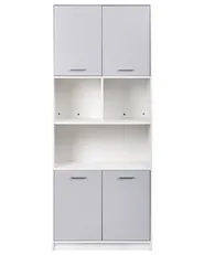 4 Door Bookcase ZEHNA Grey/ White_1033264