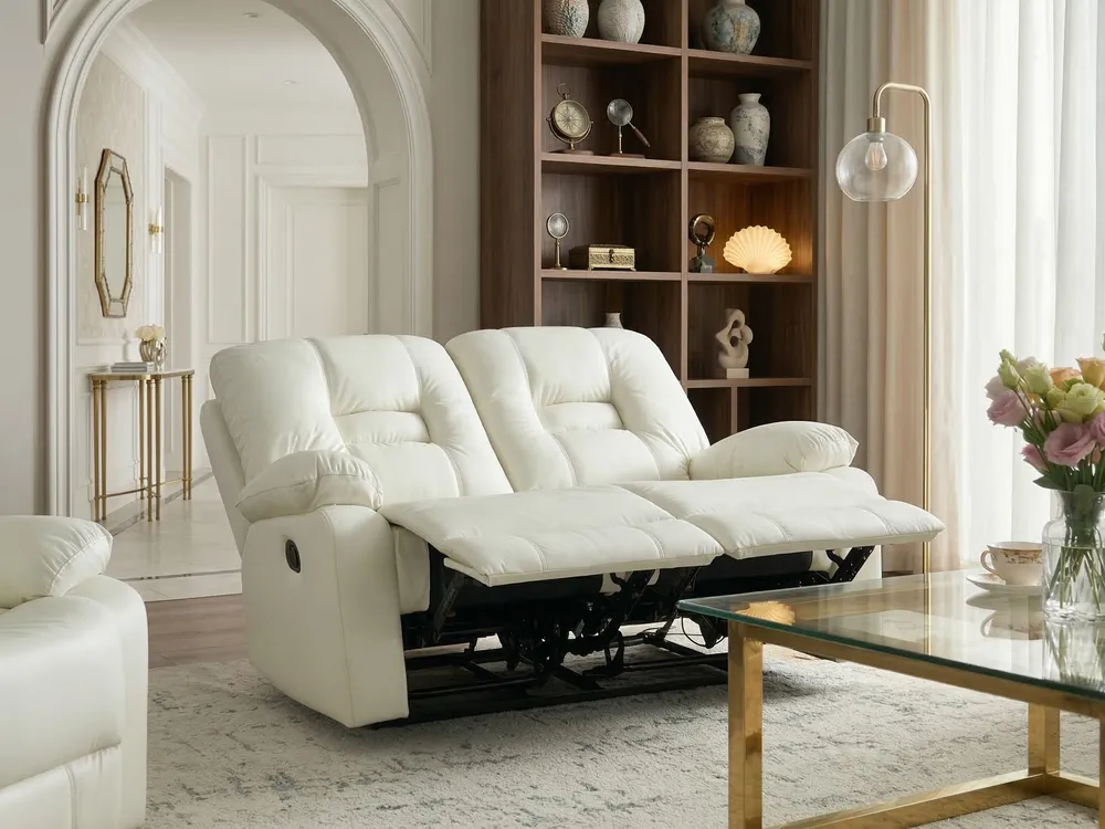 Manual Recliner Sofa 2 Seater BERGEN Faux Leather White
