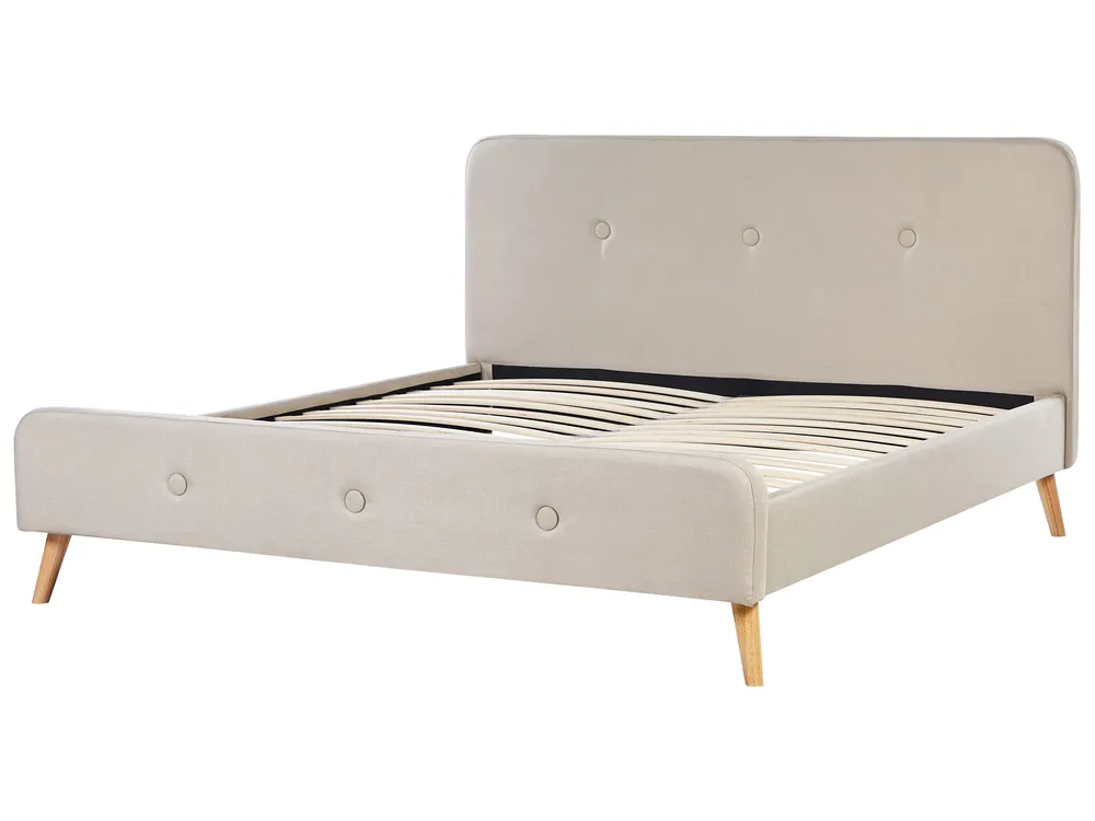 Bed Faux Linen RENNES 180 x 200 cm (EU Super King) Light Beige_684040