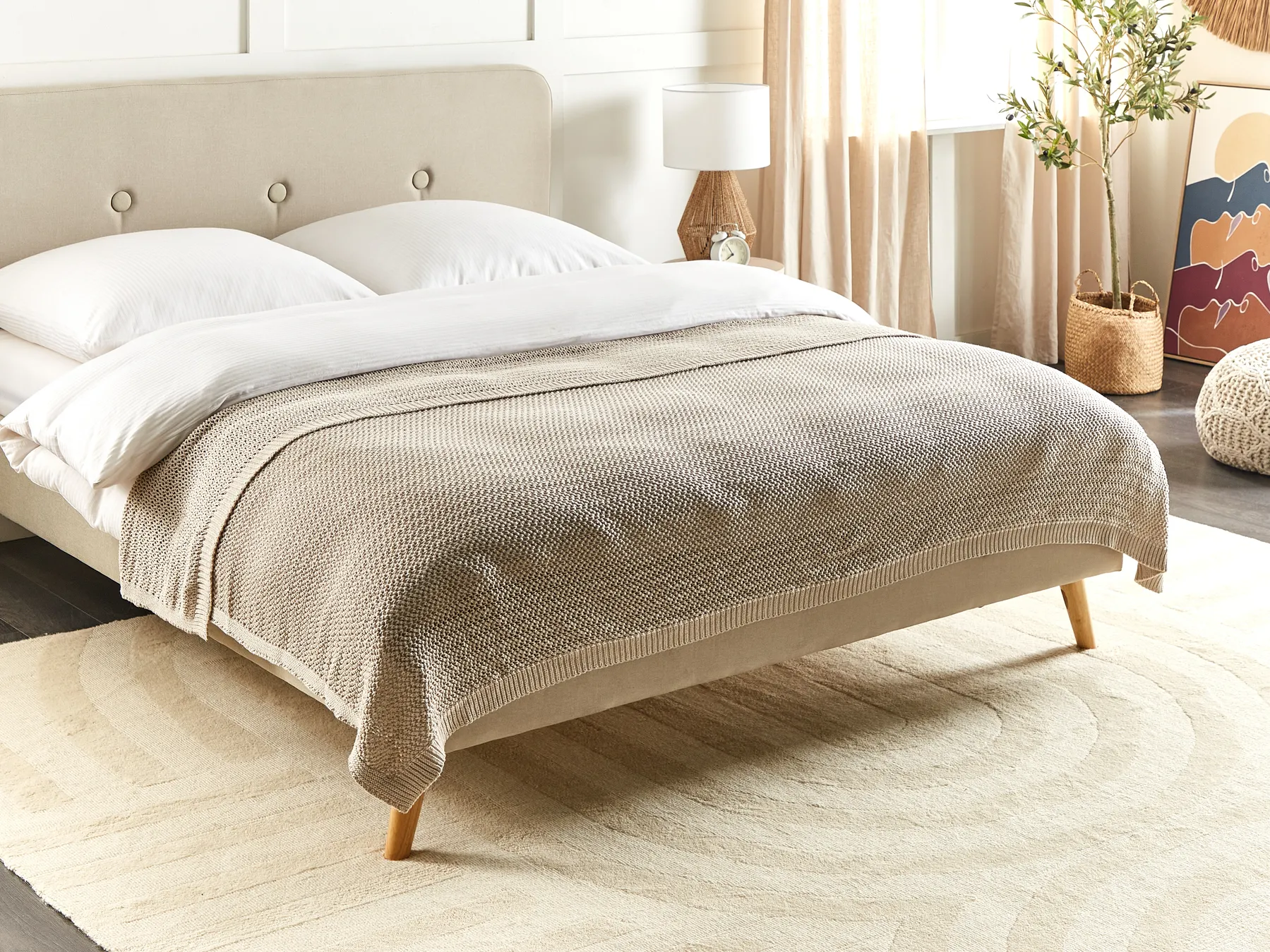 Sängöverkast ILEN Bomull 150 x 200 cm Ljusbeige_917804