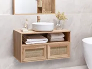 Wall Mounted Vanity Unit ROSELL 86 cm Light Brown_952952
