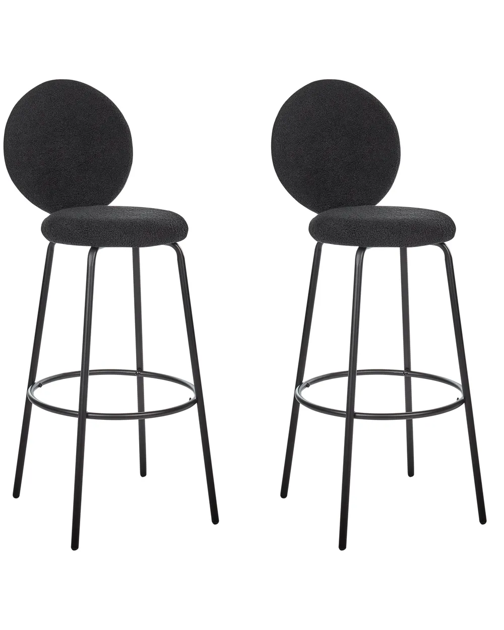 Set med 2 barstolar EMERY Bouclé Svart_1022208