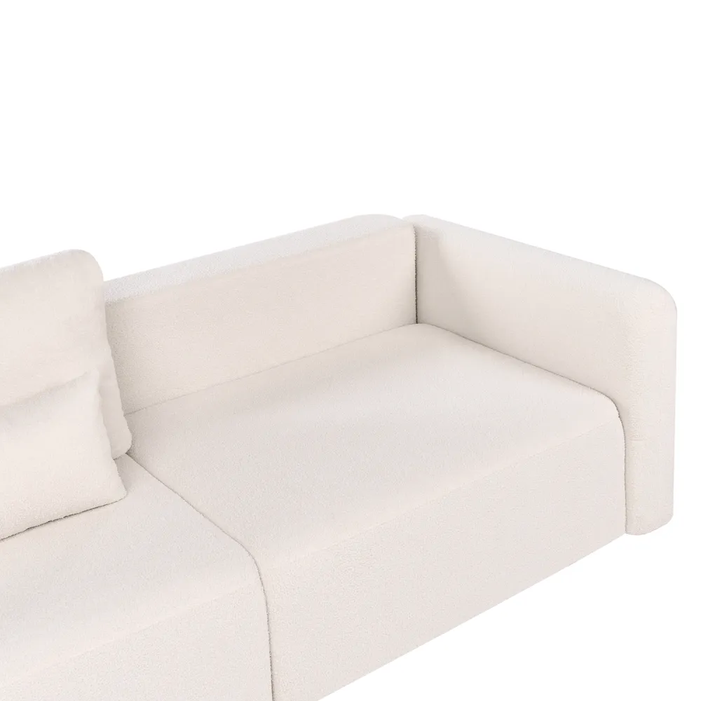Sofa Bed 3 Seater VAXHOLM with Storage Boucle Light Beige_1026843
