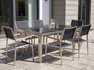 Garden Dining Set 6 Seater GROSSETO Triple Plate Granite Flamed Black_463069