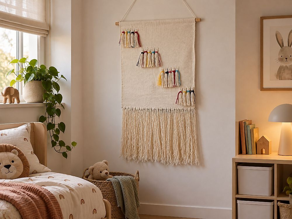 Veggdekorasjon i stoff BUREWALA 108 cm Bomull Beige