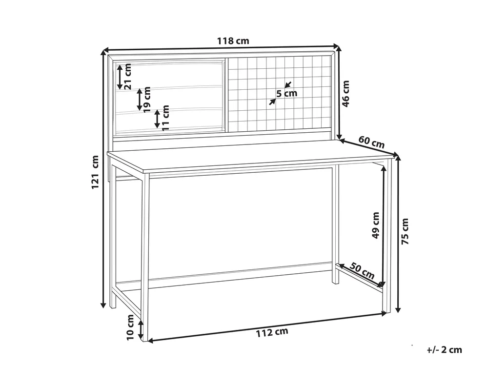 Skrivbord med anslagstavla VINCE 118 cm 60 cm Svart_821451