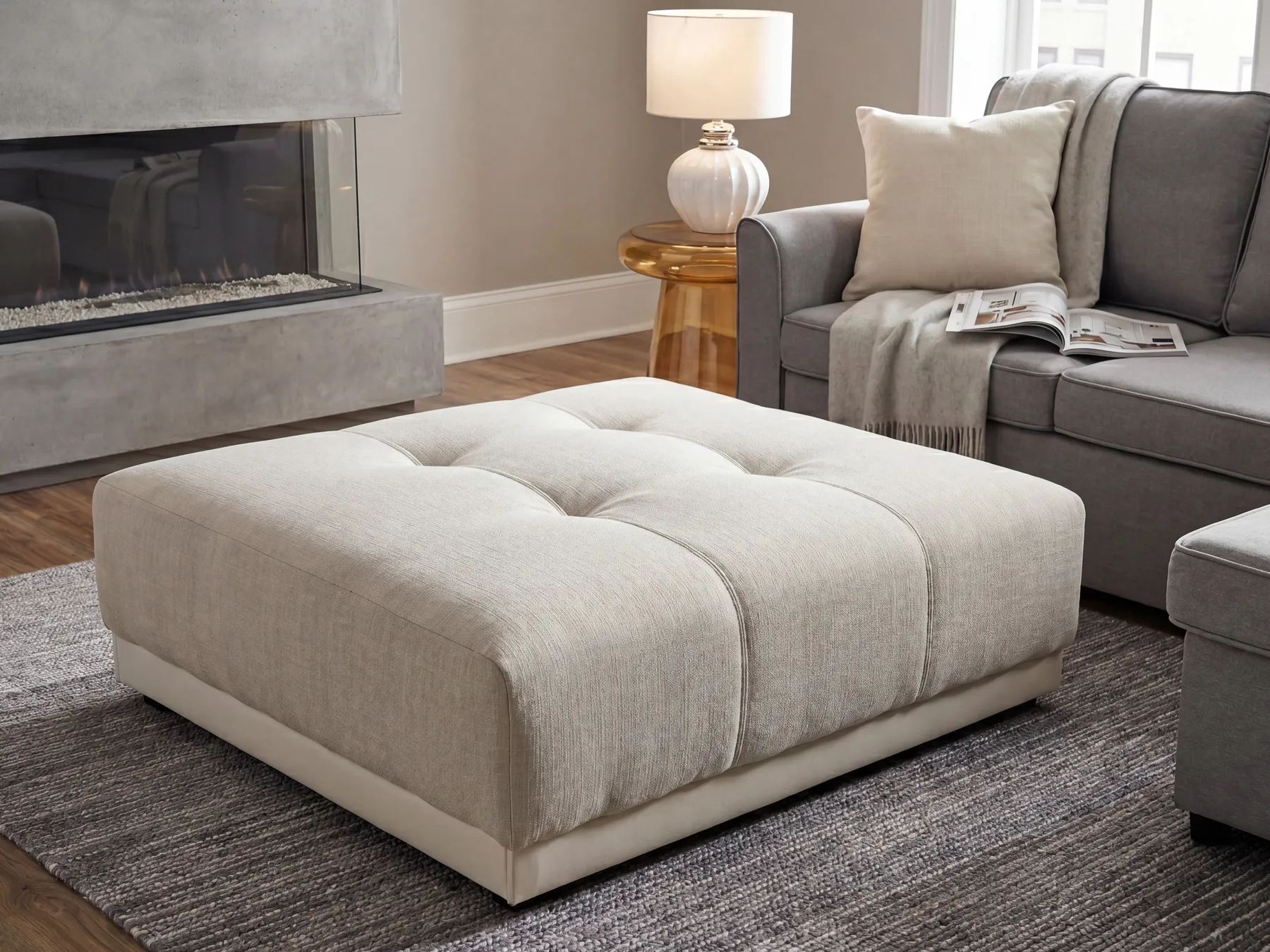 Ottoman TORPO Fabric Beige_1086464
