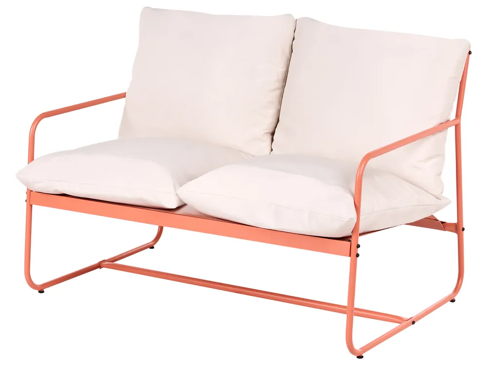 Garden Sofa Set 4 Seater FORMELLO with Tables Metal Coral_1079564