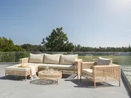 Garden Lounge Set with Table 4 Seater CALASETTA PE Rattan Beige Right Hand_999234