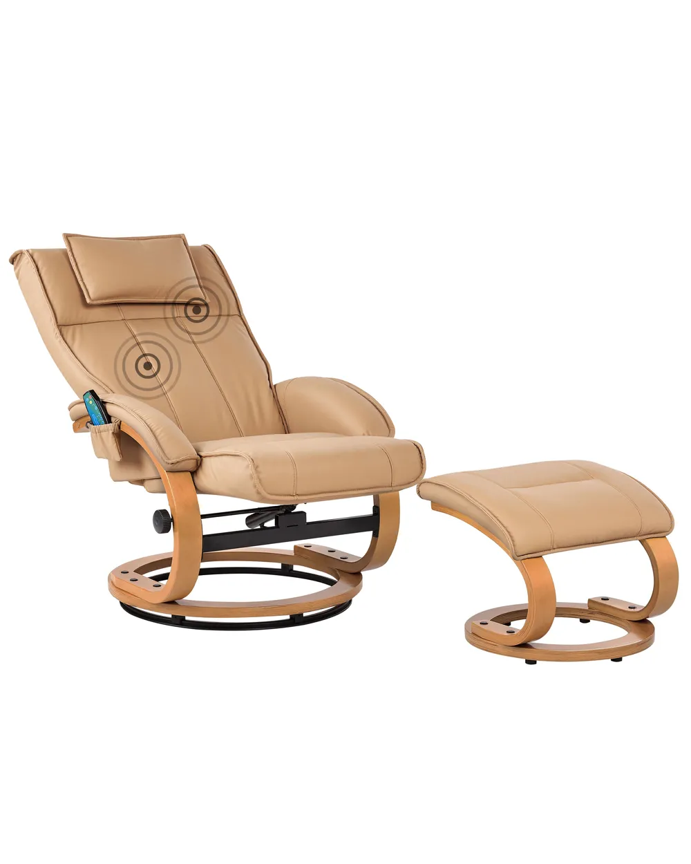 Massage Chair MAJESTIC with Footstool Faux Leather Light Brown