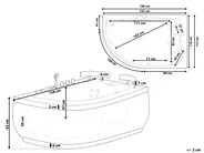 Hörnbubbelbadkar med LED PARADISO 1580 x 1130 mm Svart Vänstervänd_782978