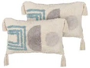 Set med 2 prydnadskuddar CASSIOPE 30 x 50 cm Bomull Vit Geometriskt tryck_888231