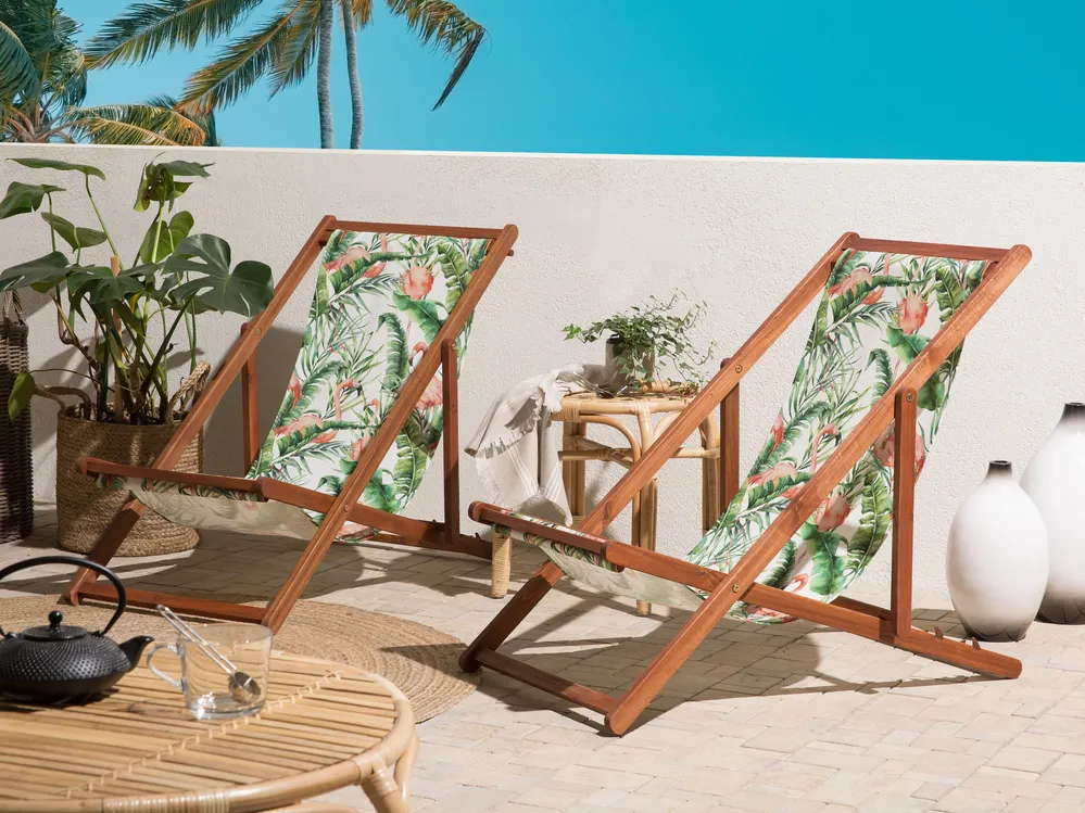 Set of 2 Sun Lounger Replacement Fabrics ANZIO/AVELLINO 113 x 44 cm Multicolour