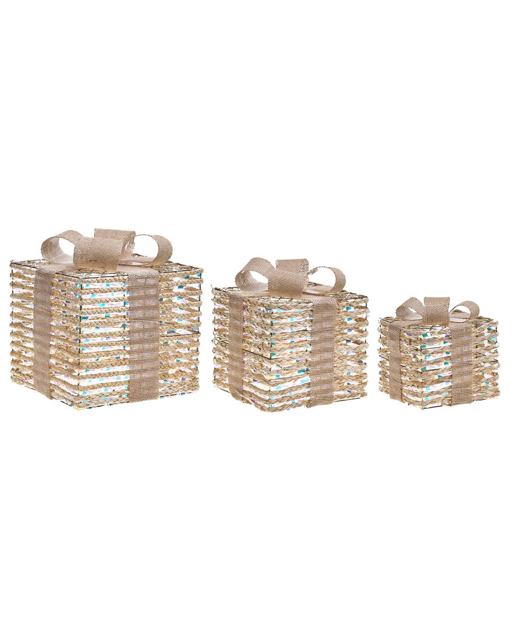 Set of 3 Christmas Decorations LED MOSSO 20/25/30 cm Christmas Gifts Beige