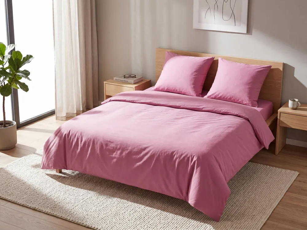 Duvet Cover Set HARMONRIDGE 220 x 240 cm Sateen Cotton Pink