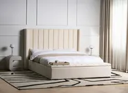 Säng med förvaringsbänk NOYERS Sammet Off-White 160 x 200 cm_1036613