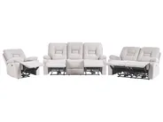 Soffgrupp med elektrisk reclinerfunktion 6-sits BERGEN med USB-port Sammet Ljusbeige_1064813