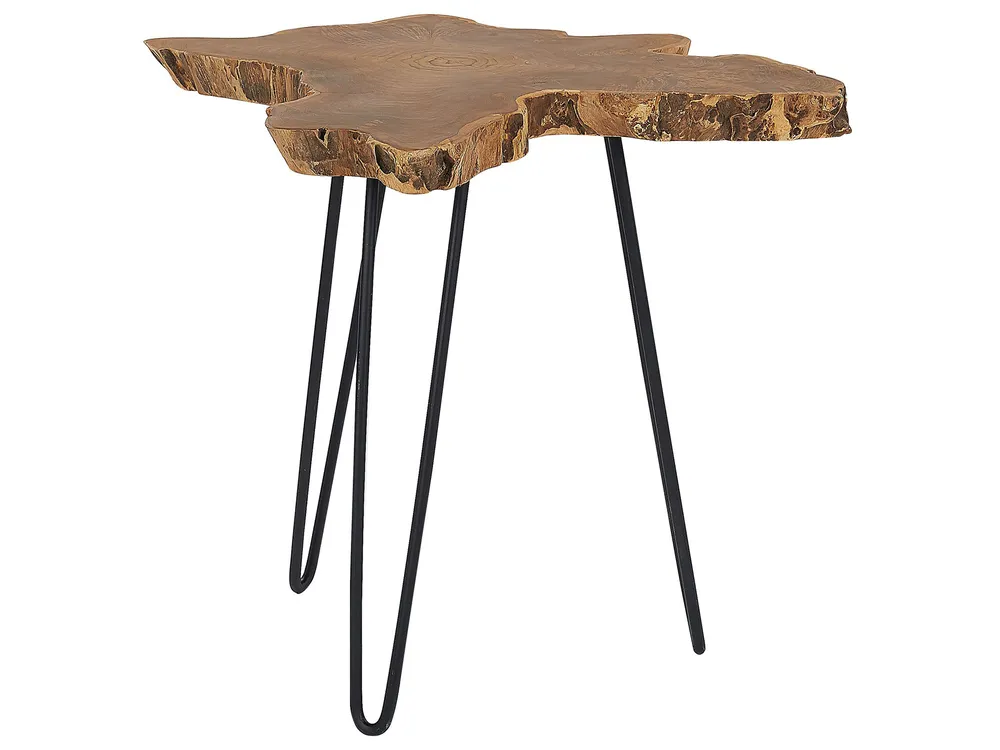 Set of 2 Side Tables CAMROSE Teak Wood Dark Brown_797940