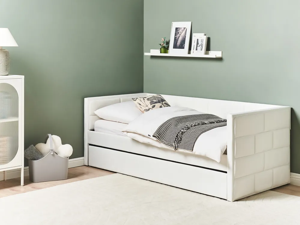 Utdragbar säng Sammet CHAVONNE 90 x 200 cm Off-White_969769