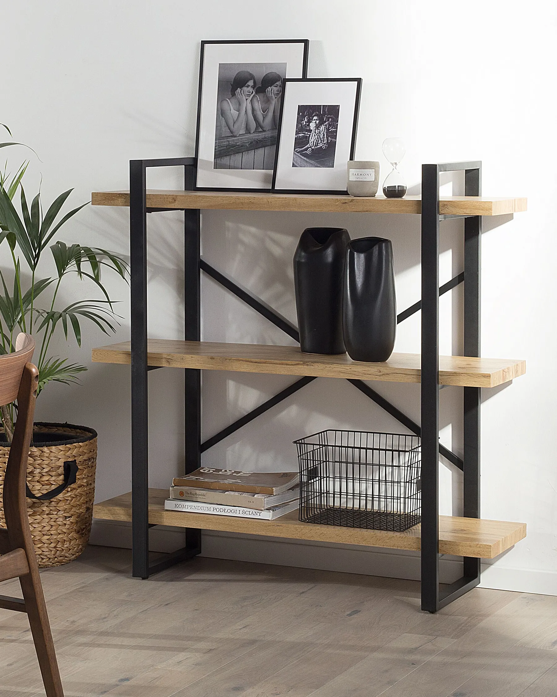 3 Tier Shelving Unit TIMBER 111 cm Light Brown_758112