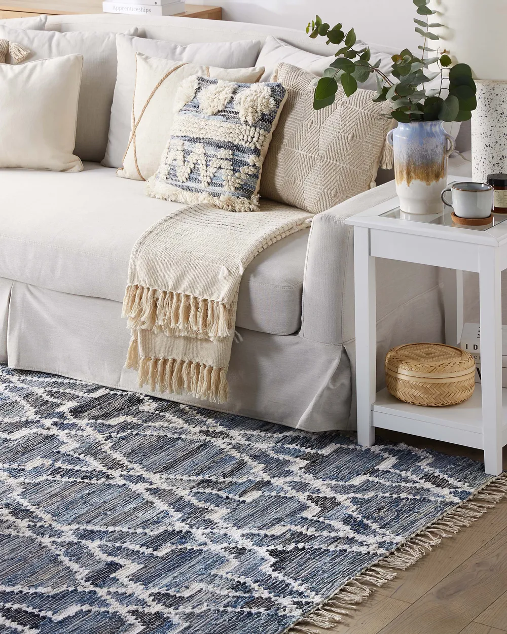 Rug ADIYAMAN Blue 140 x 200 cm Cotton