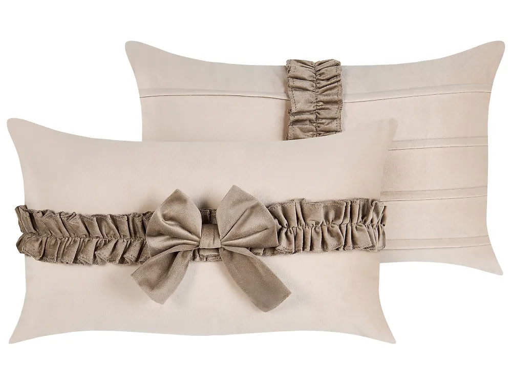 Koristetyynysetti 2 kpl BELLE 30 x 50 cm Sametti Vaaleanbeige Hillitty_1168717