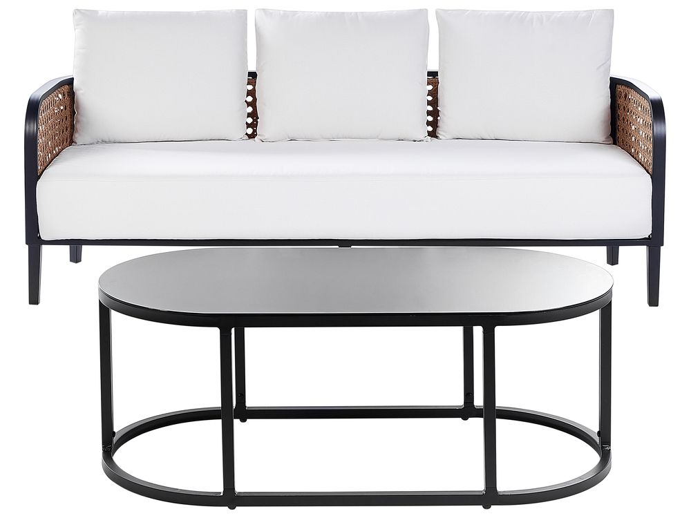 Garden Lounge Set with Table 3 Seater MONTEFALCO Metal White