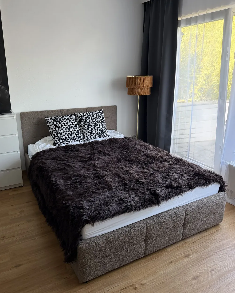 Säng med förvaring MASSOGNES Bouclé Taupe 140 x 200 cm_1155889