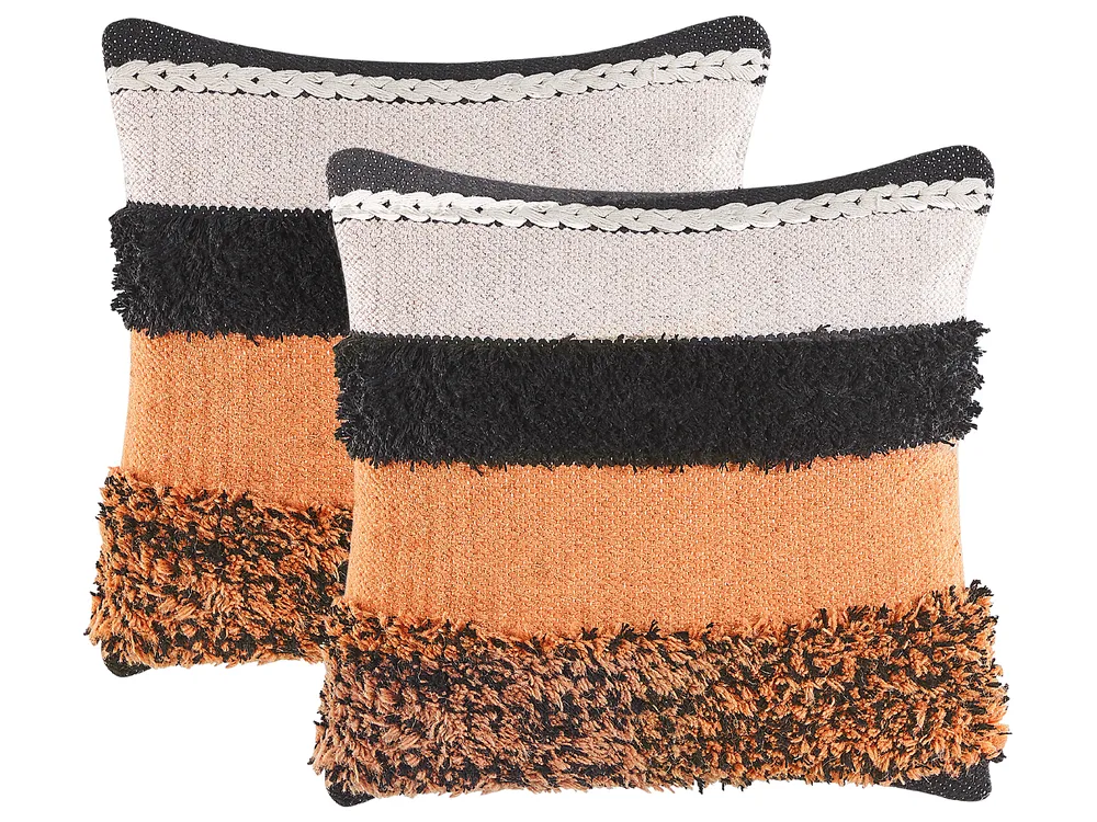 Set of 2 Decorative Cushions MIHALGAZI 45 x 45 cm Cotton Multicolour Striped