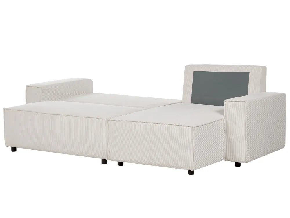 Corner Sofa Bed 3 Seater ABACKA Corduroy Off-White Left Hand_896737