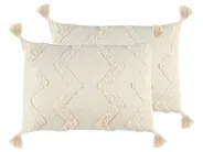 Set med 2 prydnadskuddar CERINTHE 40 x 60 cm Bomull Ljusbeige Chevrontryck_835172